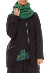 Mélange Green Knitted Wool Infinity Scarf 3