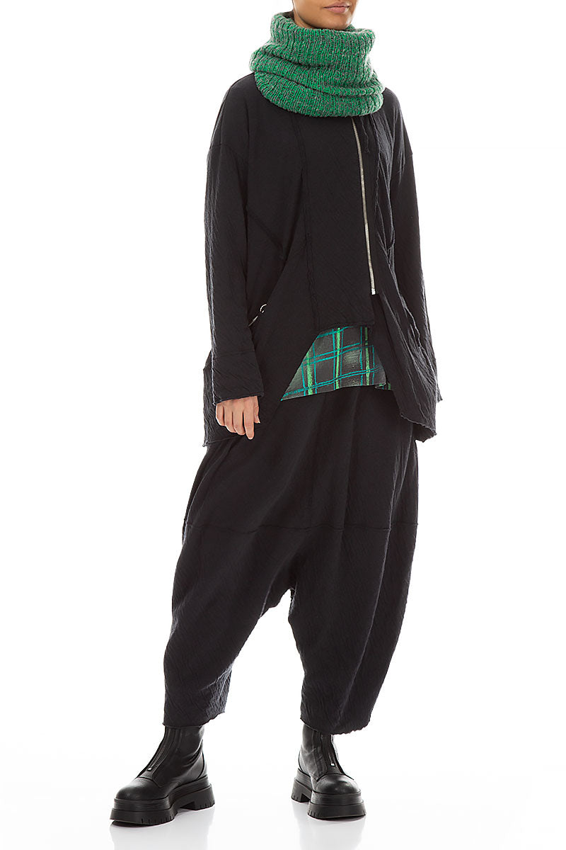 Mélange Green Knitted Wool Infinity Scarf 2