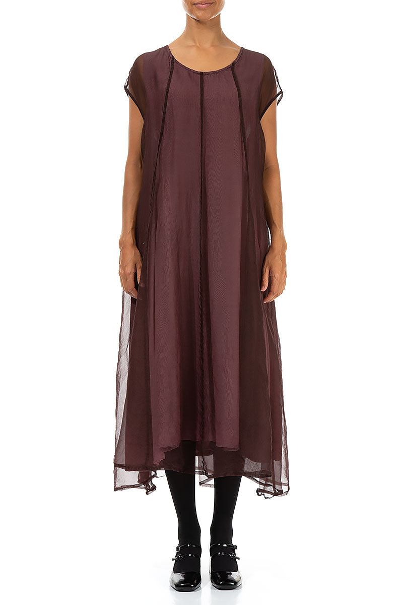 Merlot Silk Chiffon Dress