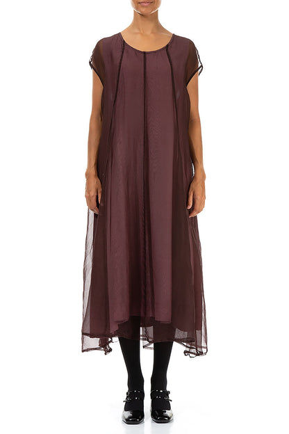 Merlot Silk Chiffon Dress