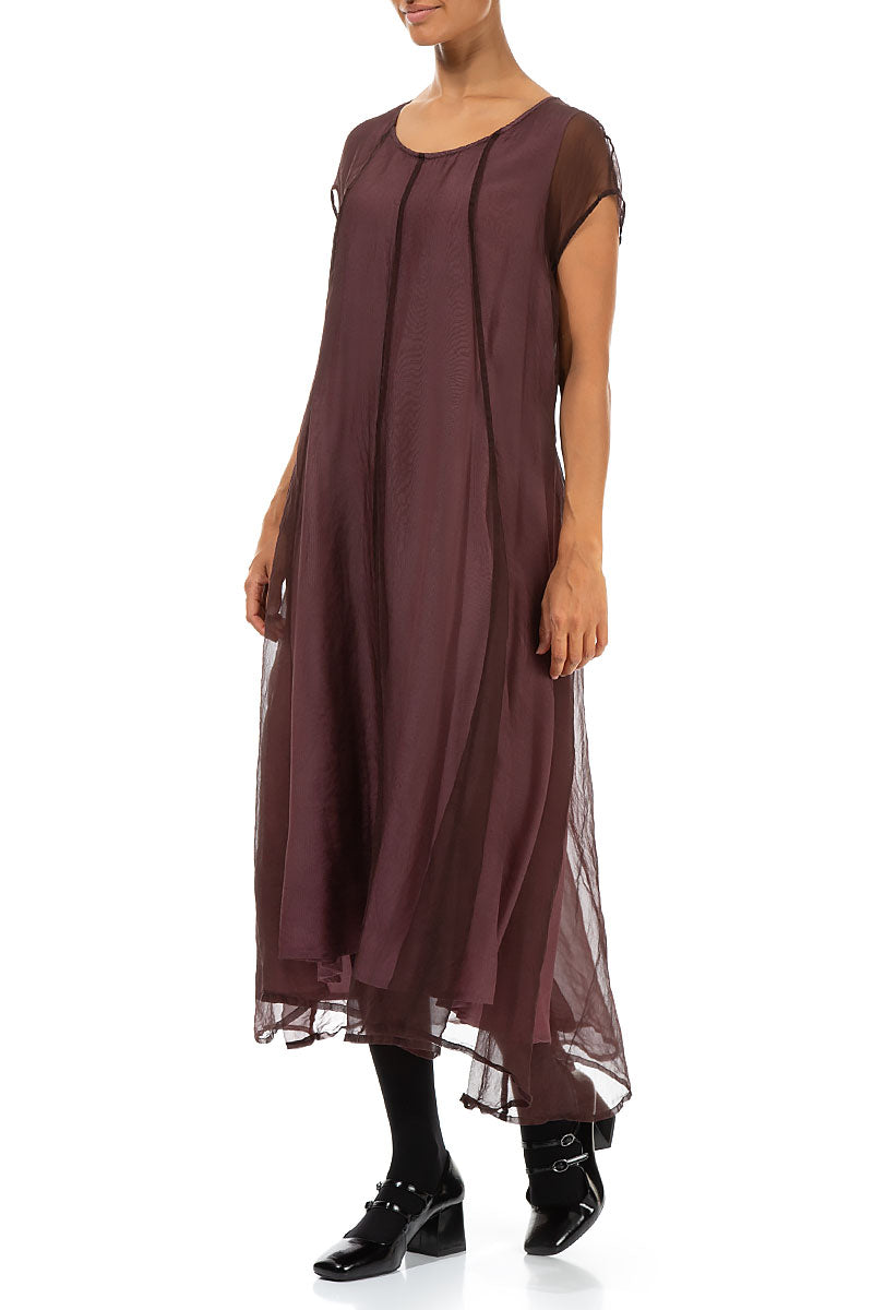 Merlot Silk Chiffon Dress