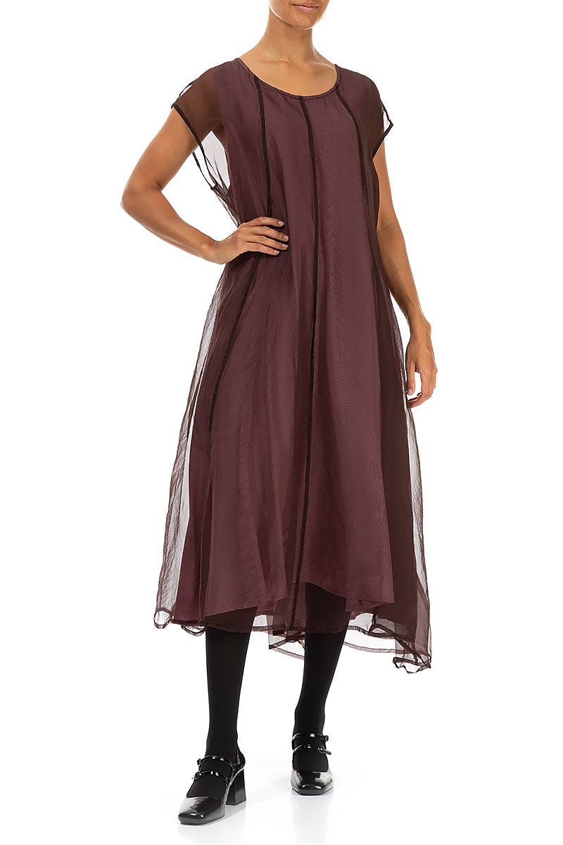 Merlot Silk Chiffon Dress