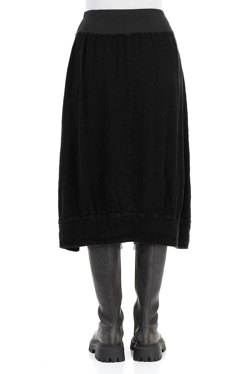 Midi Black Linen Viscose Skirt