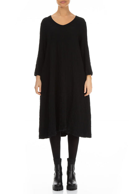 Midi Black Wool Dress