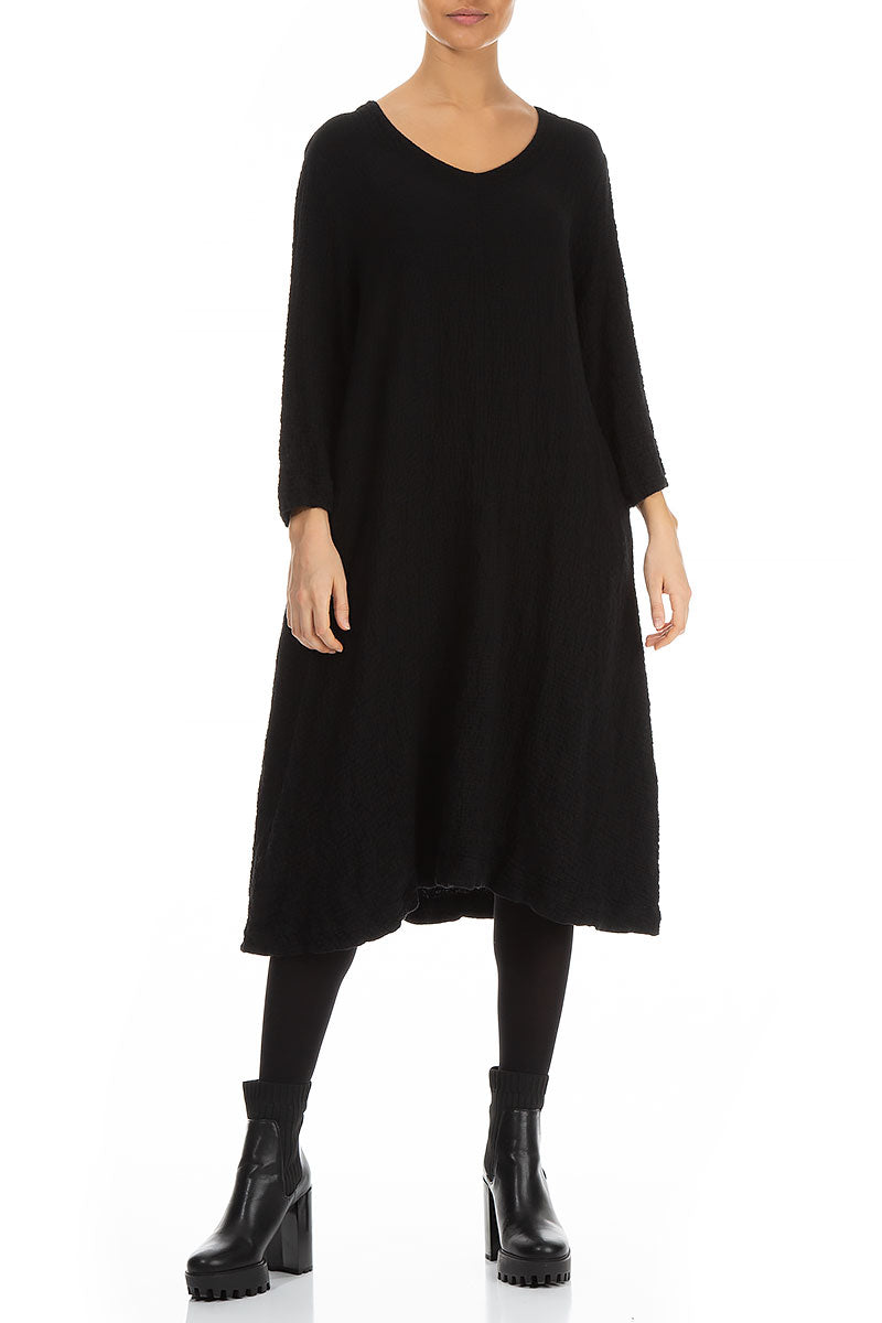 Midi Black Wool Dress