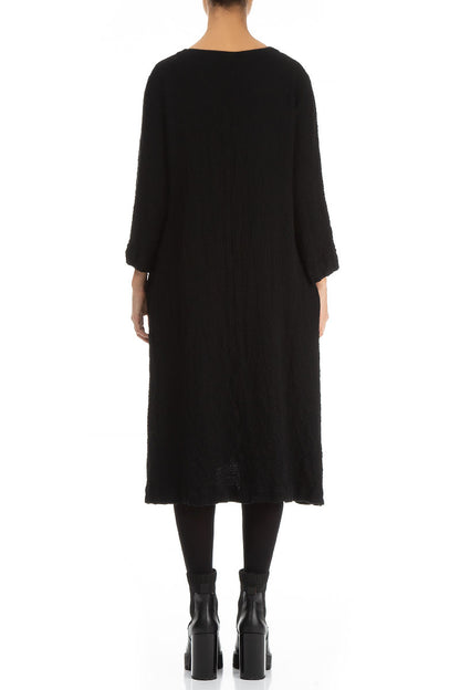 Midi Black Wool Dress