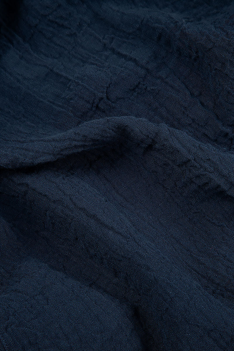 Midi-Rock aus blauem Leinen und Viskose