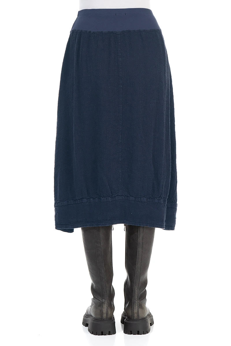 Midi Blue Linen Viscose Skirt 2