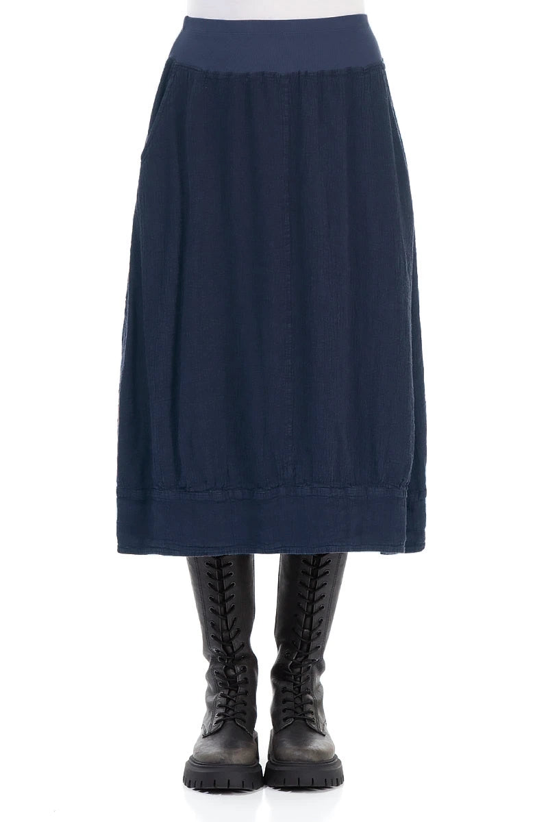 Midi Blue Linen Viscose Skirt 1