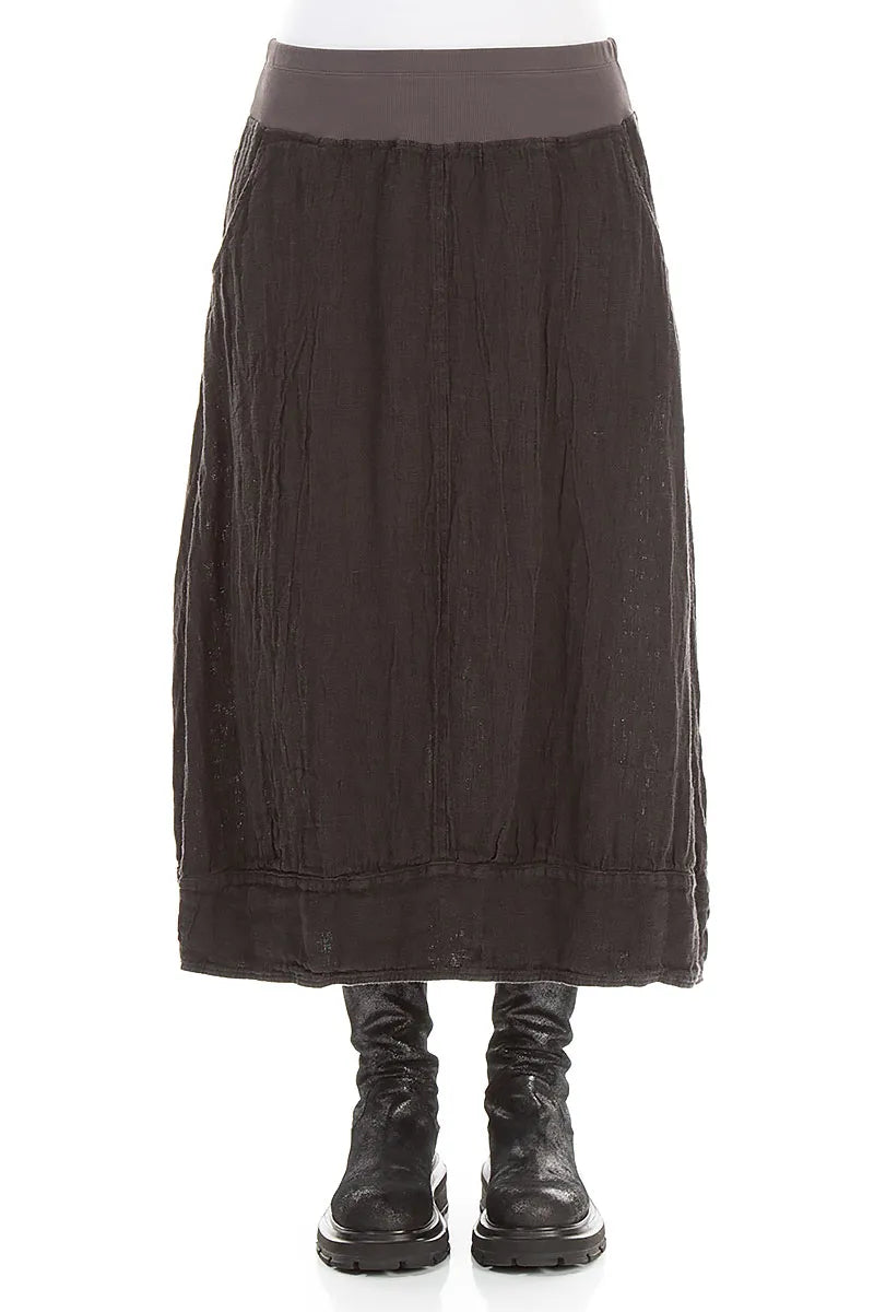 Midi Charcoal Mélange Linen Skirt 1