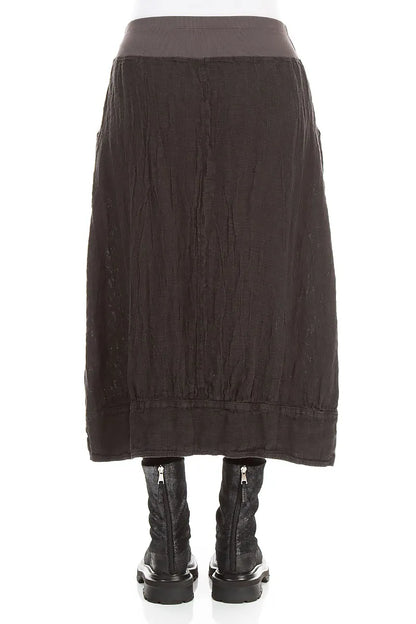Midi Charcoal Mélange Linen Skirt