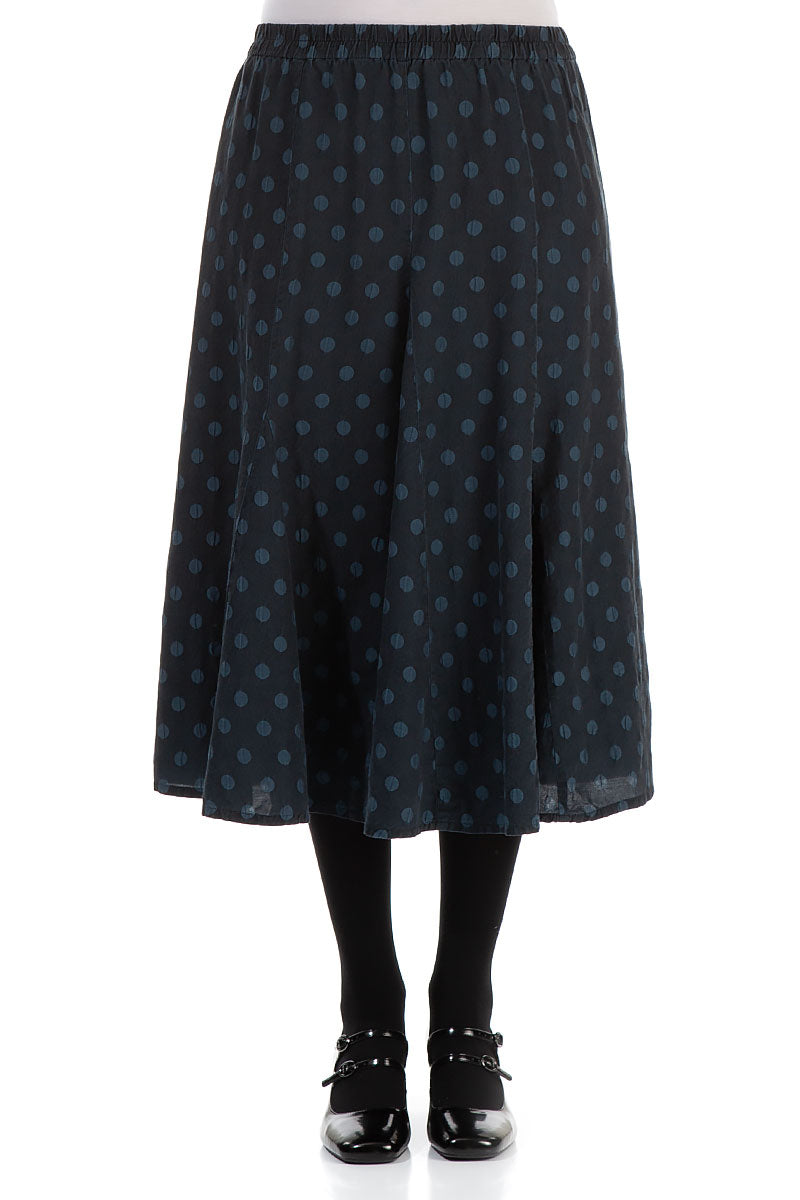 Midi Dotty Midnight Blue Silk Skirt