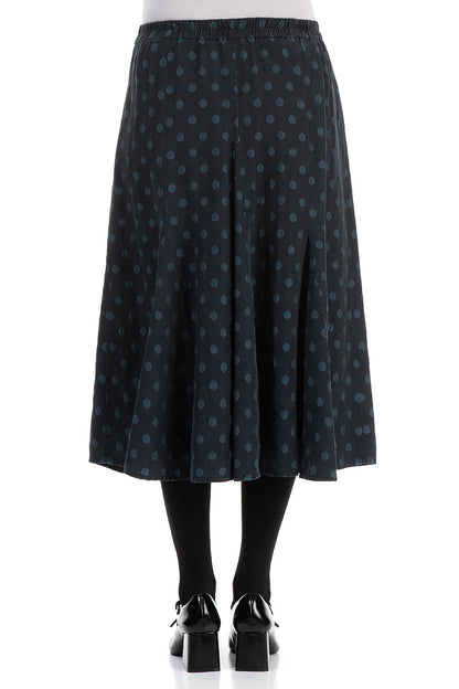 Midi Dotty Midnight Blue Silk Skirt