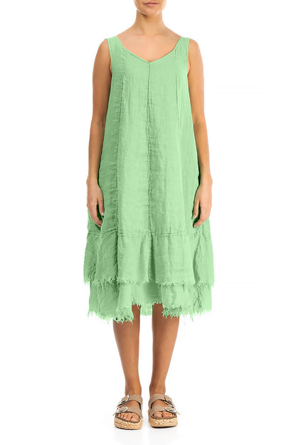 Midi Green Sorbet Gauze Linen Dress 1