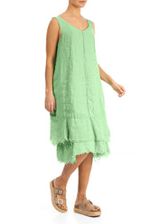 Midi Green Sorbet Gauze Linen Dress 3