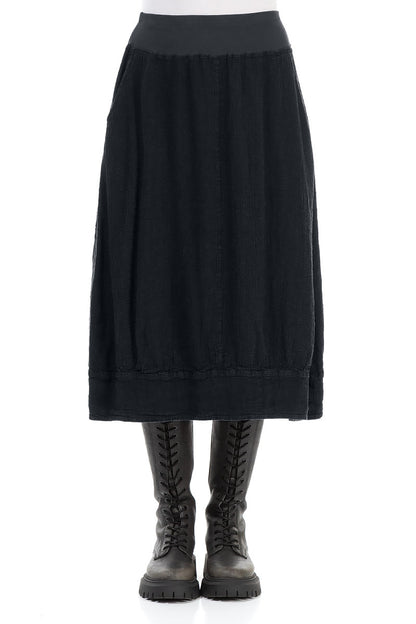 Midi Midnight Blue Linen Viscose Skirt