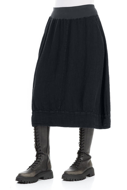 Midi Midnight Blue Linen Viscose Skirt