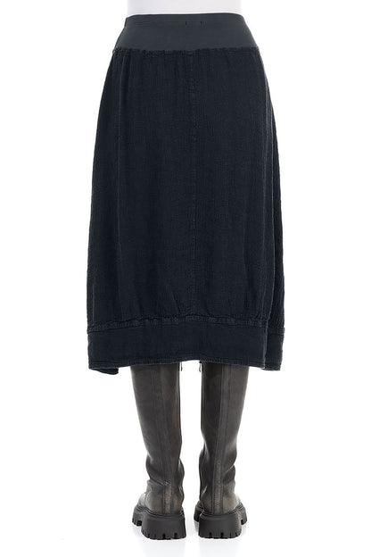 Midi Midnight Blue Linen Viscose Skirt