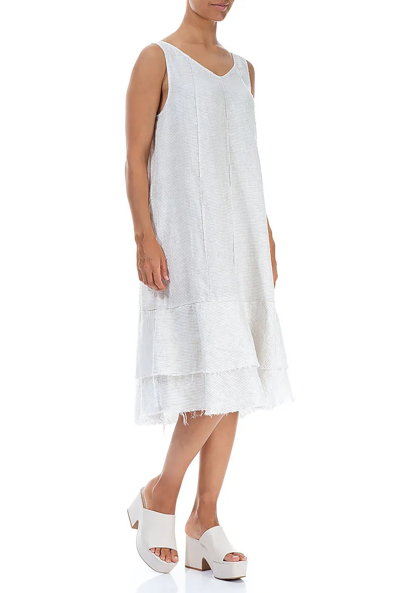 Midi Natural Striped Linen Dress 3