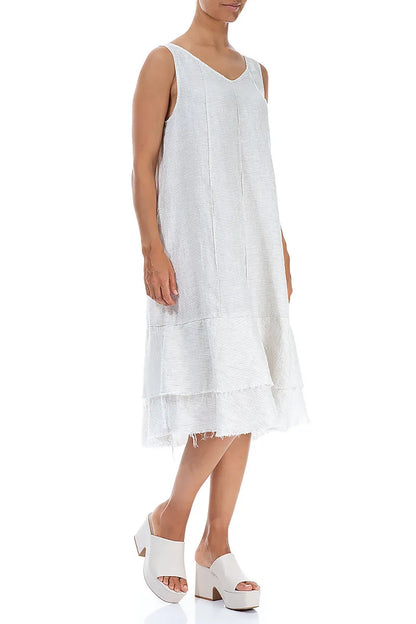 Midi Natural Striped Linen Dress 3