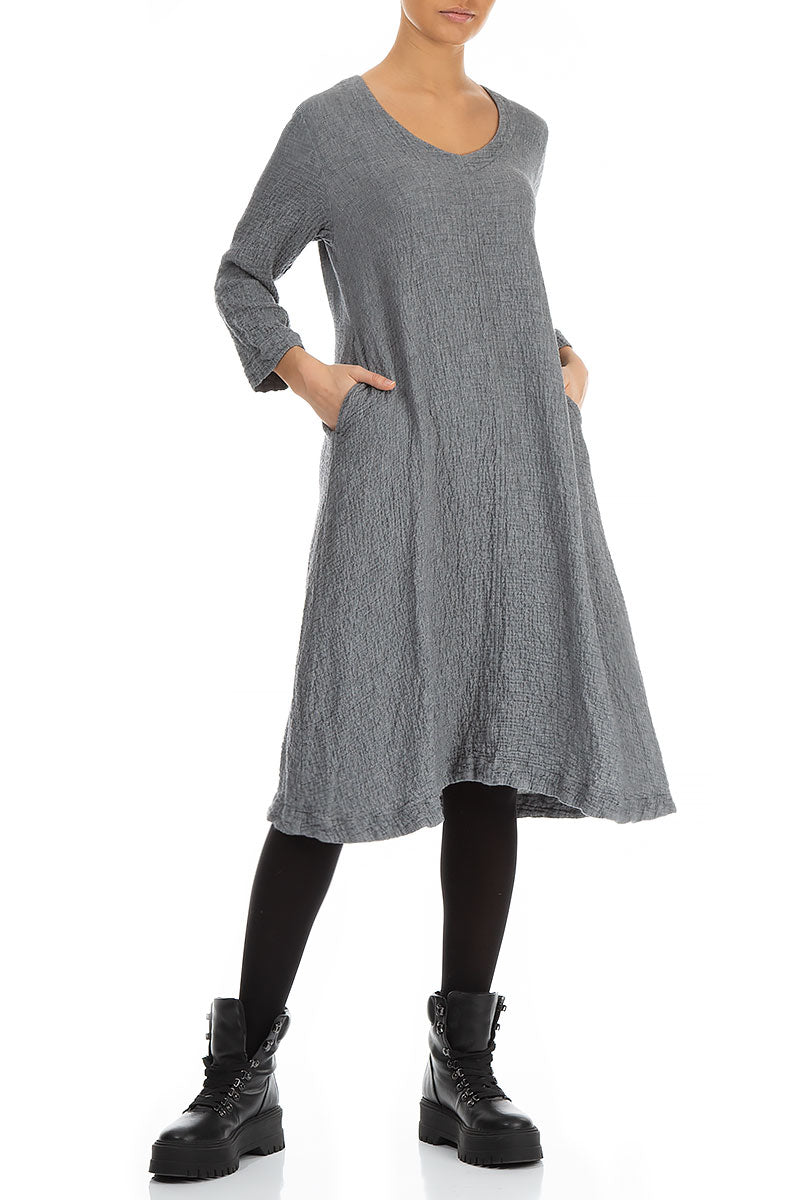 Midi Pepper Grey Wool Dress