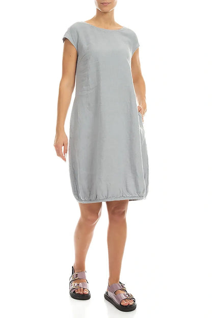 Midi Silver Grey Linen Dress 2