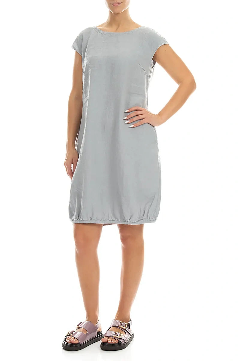 Midi Silver Grey Linen Dress 3