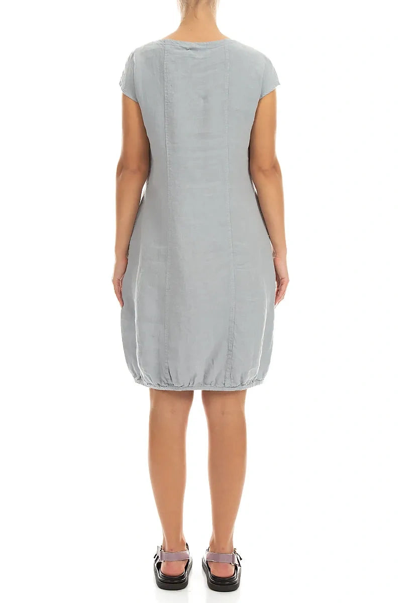 Midi Silver Grey Linen Dress 4