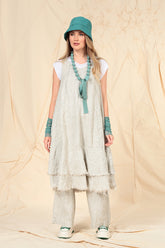 Midi Striped Sand Linen Dress 6