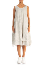 Midi Striped Sand Linen Dress 1