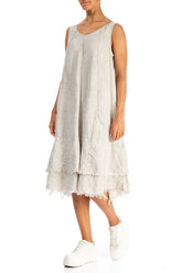 Midi Striped Sand Linen Dress 3