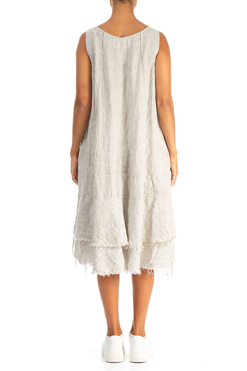 Midi Striped Sand Linen Dress 2