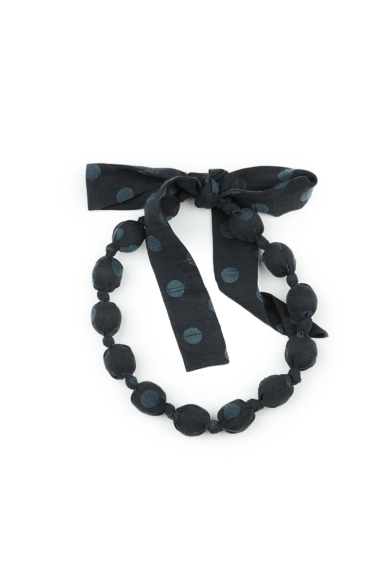 Midnight Blue Dotty Silk Bead Necklace