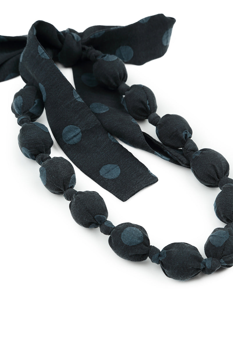 Midnight Blue Dotty Silk Bead Necklace