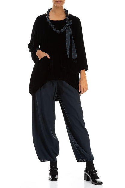 Midnight Blue Dotty Silk Bead Necklace 2