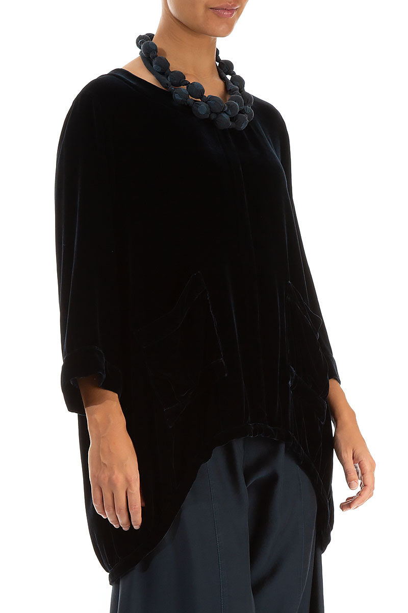 Midnight Blue Dotty Silk Bead Necklace 3