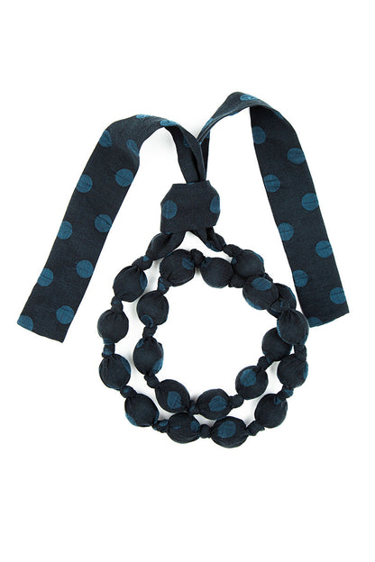 Midnight Blue Dotty Silk Bead Necklace