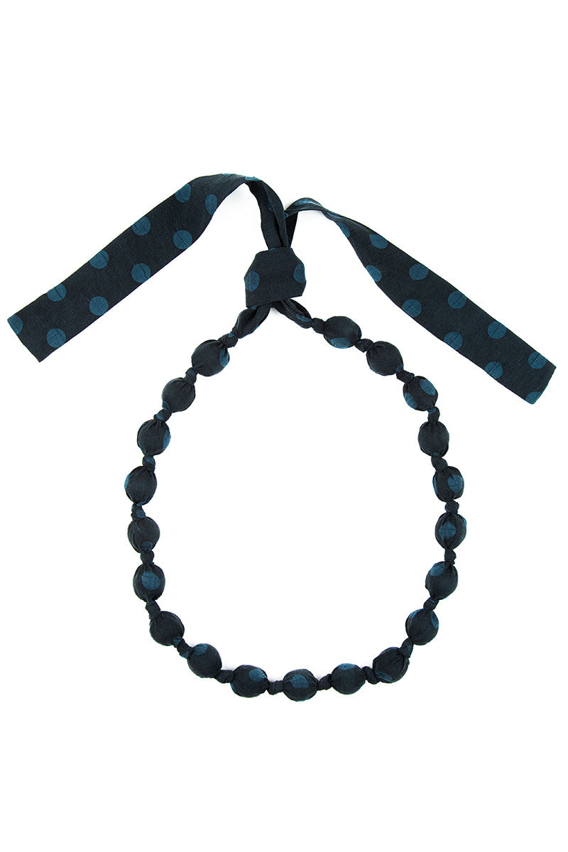 Midnight Blue Dotty Silk Bead Necklace