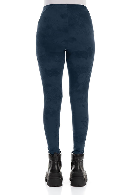 Midnight Blue Marble Cotton Leggings