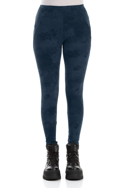 Midnight Blue Marble Cotton Leggings