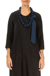 Midnight Blue Silk Bamboo Bead Necklace 1