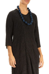 Midnight Blue Silk Bamboo Bead Necklace 3