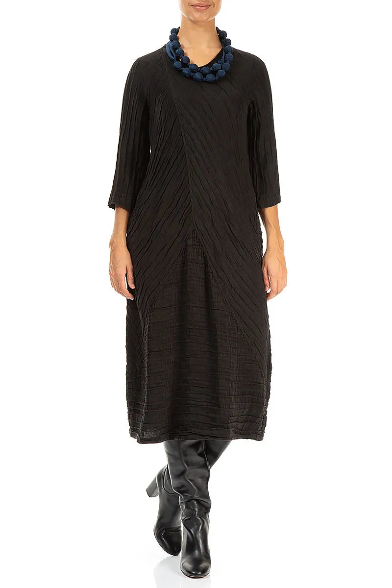 Midnight Blue Silk Bamboo Bead Necklace 2