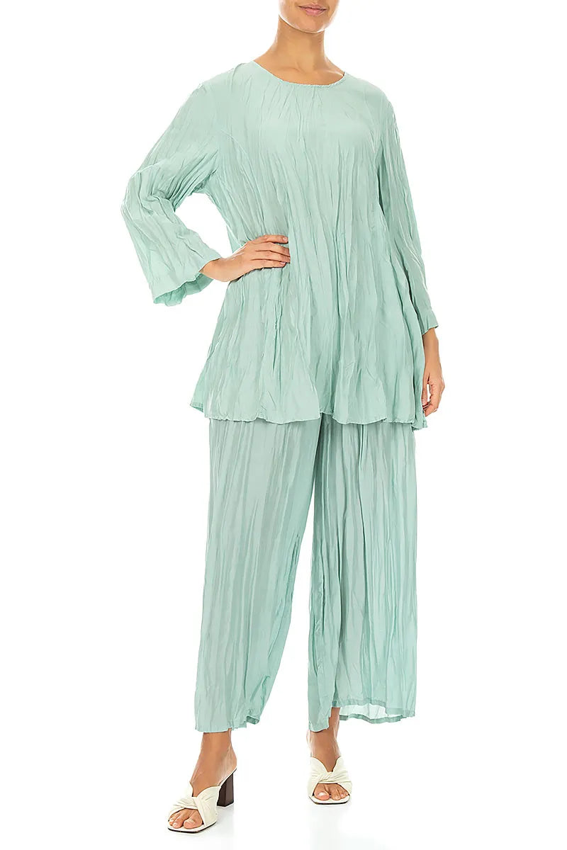 Mint Crumpled Pure Silk Tunic 4