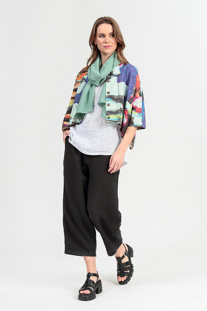 Mint Stripy Silk Viscose Scarf 5
