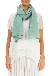 Mint Stripy Silk Viscose Scarf 1