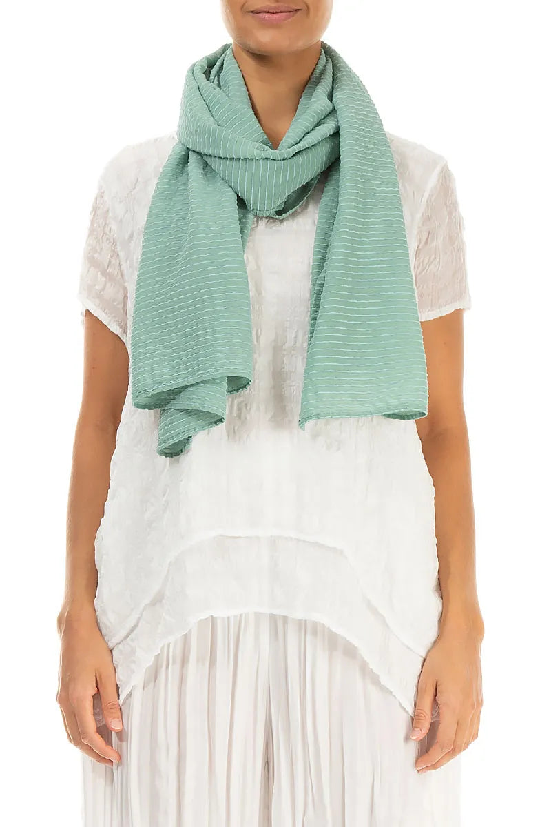 Mint Stripy Silk Viscose Scarf 1