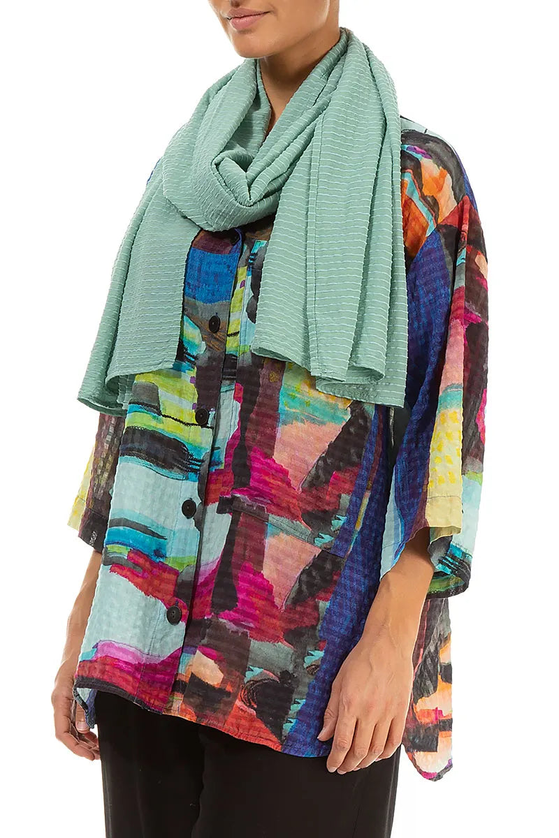 Mint Stripy Silk Viscose Scarf 3
