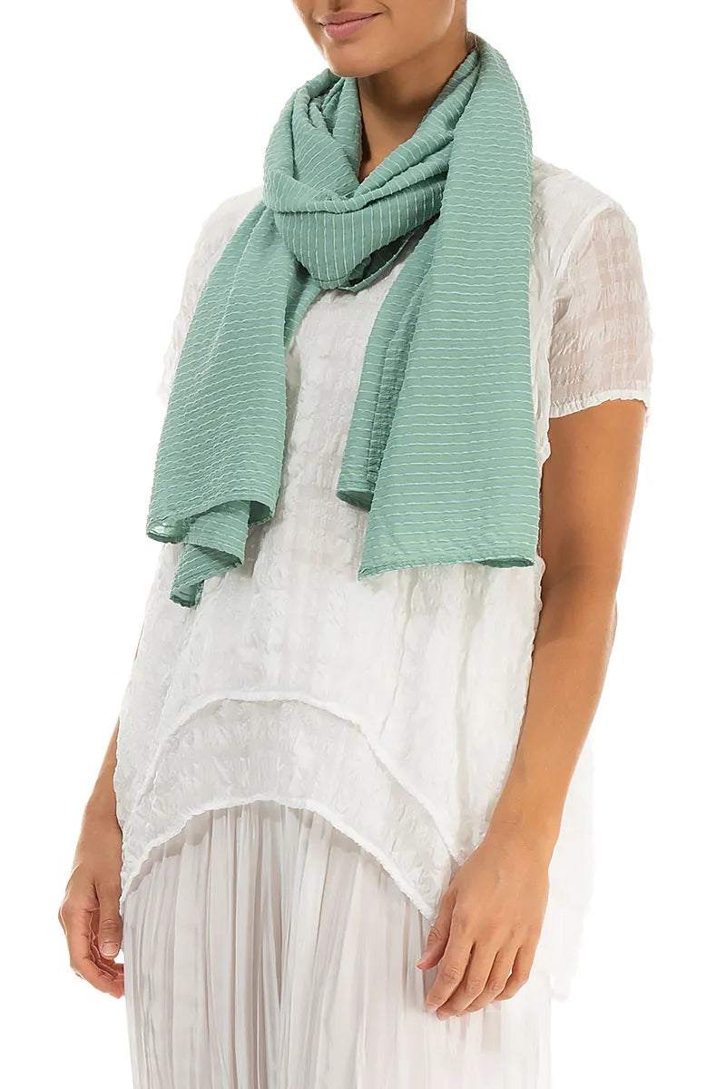 Mint Stripy Silk Viscose Scarf 3