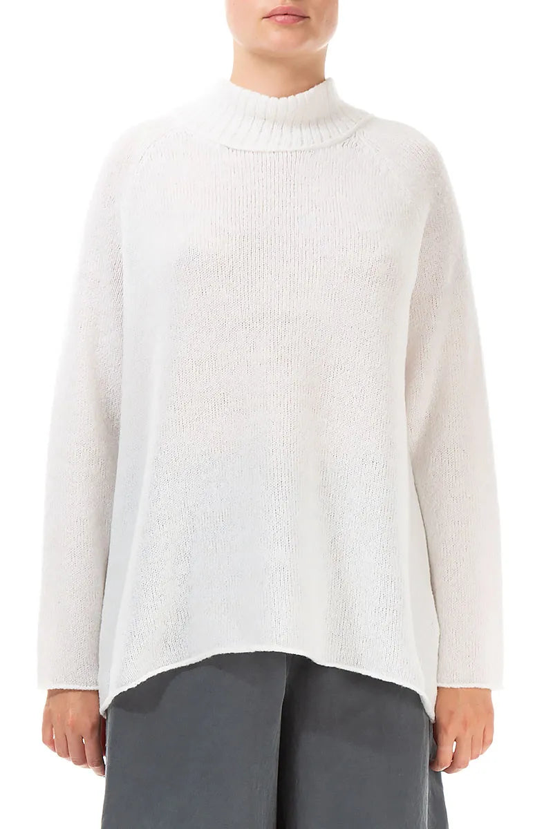 Mock Neck White Wool Sweater 1